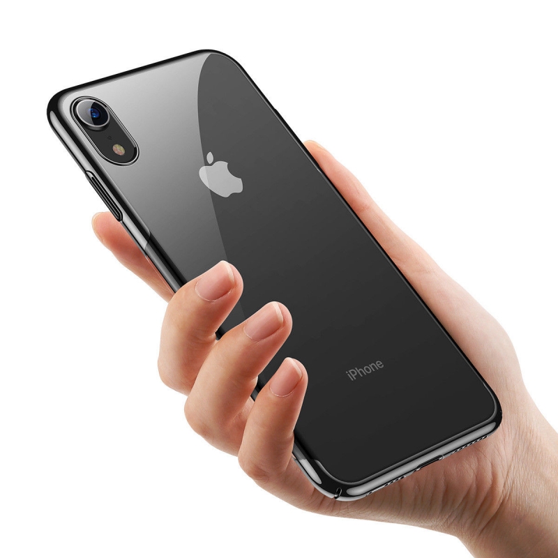 Ốp Lưng Viền Màu iPhone XS Max Dạng Cứng Hiệu Baseus Glitter có thiết kế mặt lưng trong suốt hoàn toàn lộ nguyên bản mặt lưng của máy đẹp và sang hơn khi điểm nhấn là lớp viền màu bóng sắc sảo.